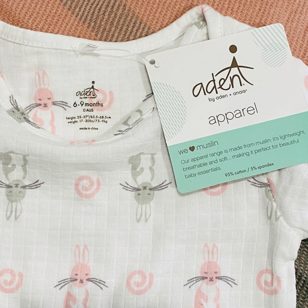 🎉HP🎉🐰NWT Aden + Anais Bunny Print Bodysuit - Picture 4 of 4